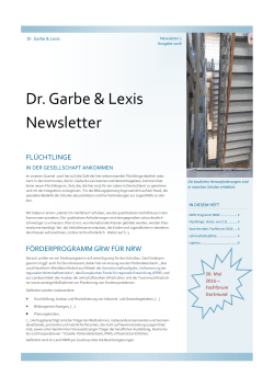 Newsletter 01/2016 - Dr. Garbe & Lexis