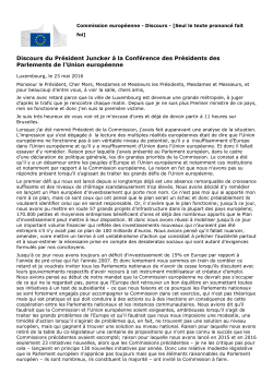 Discours du Pr&eacute;sident Juncker &agrave; la Conf&eacute;rence des