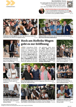 Hoch am Hofbr&auml;u-Wagen geht es zur Er&ouml;ffnung