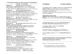 Gottesdienste & Vermeldungen 30. Mai - 5. Juni