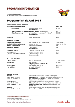 Schmidt TIVOLI Programm Juni 2016