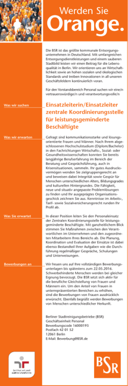 Einsatzleiterin/Einsatzleiter zentrale Koordinierungsstelle für