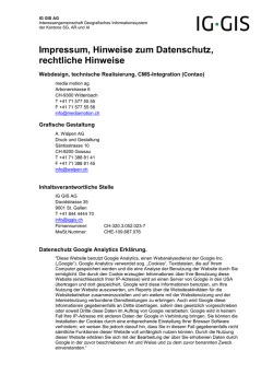 Impressum, Hinweise zum Datenschutz, rechtliche