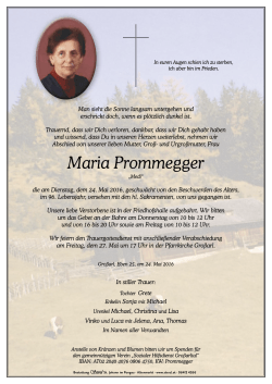 Maria Prommegger - Bestattung Sterzl