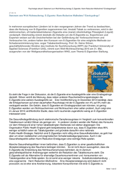 E-Zigarette: Harm-Reduction-Ma&szlig;nahme? Einstiegsdroge?
