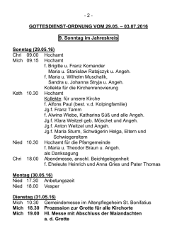 GOTTESDIENST-ORDNUNG VOM 20