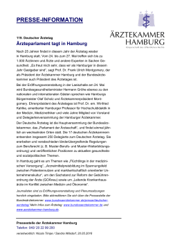 PRESSE-INFORMATION - Ärztekammer Hamburg