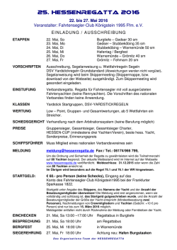 22. bis 27. Mai 2016 Veranstalter: Fahrtensegler