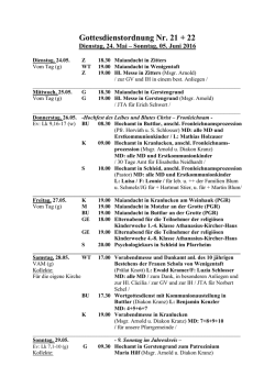 Gottesdienstordnung Nr. 21 + 22 - Pfarrei Heiligste Dreifaltigkeit