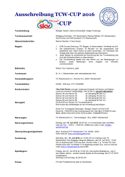 Ausschreibung TCW-Cup 2016 - TVPro