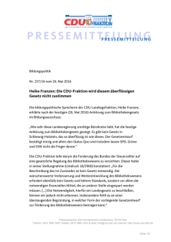Heike Franzen: Die CDU-Fraktion wird diesem