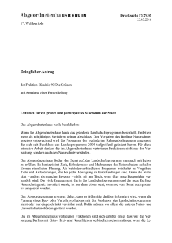 Dringlicher Antrag - Abgeordnetenhaus von Berlin
