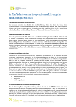 In f&uuml;nf Schritten zur Entsprechenserkl&auml;rung des Nachhaltigkeitskodex