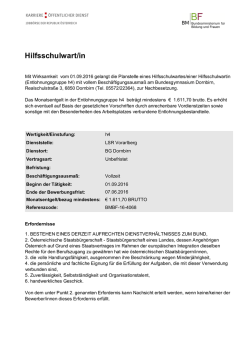 Hilfsschulwart/in BG Dornbirn - Landesschulrat f&uuml;r Vorarlberg