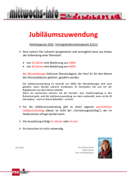 Jubil&auml;umszuwendung