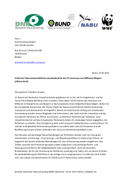 Brief der Umweltverbände an EU-Kommissionspräsident