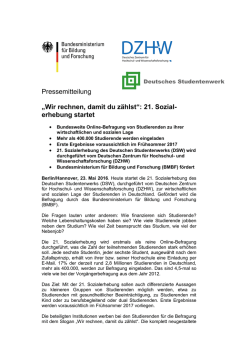 Pressemeldung zum Start der 21. Sozialerhebung