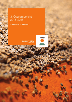 Dritter Quartalsbericht der KWS Gruppe 2015/2016