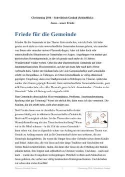 Jesus - unser Friede... f&uuml;r unsere Gemeinde (Eph 2,11