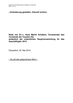 Ver&auml;nderung gestalten. Zukunft sichern. Rede von Dr