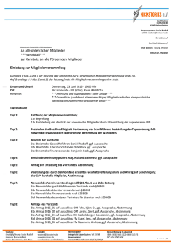 Hiermit laden wir zur 1. ordentlichen