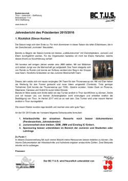 Jahresbericht Pr&auml;sident - Badminton Club Thun-Uetendorf