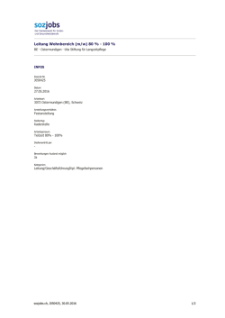 Leitung Wohnbereich (m/w) 80 % - 100