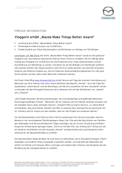 Vloggerin erhält „Mazda Make Things Better Award“