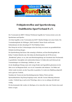Frühjahrstreffen und Sportlerehrung - SBSV 8 Köln-Kalk
