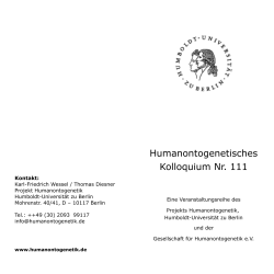 Humanontogenetisches Kolloquium Nr. 111