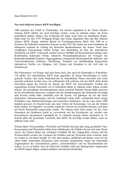 Hans Wehrli/20.4.2012 Nur noch inh&auml;rent sichere KKW bewilligen