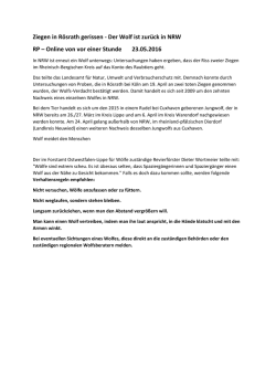Ziegen in Rösrath gerissen - Der Wolf ist zurück in NRW RP