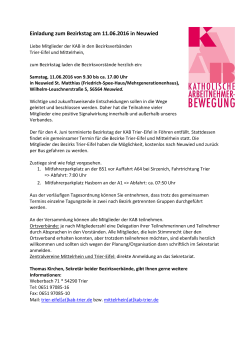 Einladung zum Bezirkstag am 11.06.2016 in Neuwied