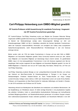 Carl-Philippp Heisenberg zum EMBO-Mitglied gewählt