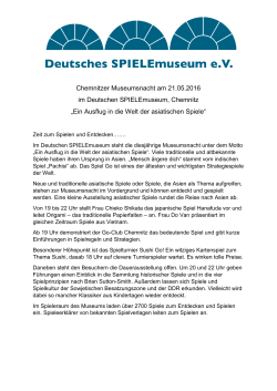 Pressemitteilung des Deutschen SPIELEmuseums zur 17