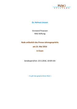 Dr. Helmut Linssen Vorstand Finanzen RAG
