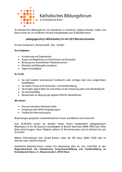 pädagogische/n Mitarbeiter/in mit 19,5 Wochenstunden