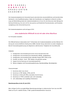 eine studentische Hilfskraft (m/w) mit oder ohne