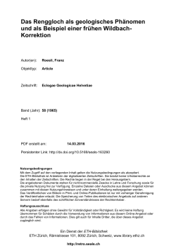 Das Renggloch als geologisches Phänomen und als - E