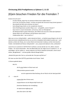 Jesus - unser Friede... f&uuml;r unsere Gemeinde (Eph 2,11