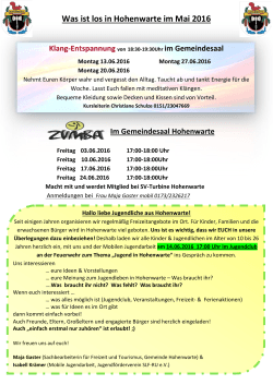 Terminplan Juni 2016 - Gemeinde Hohenwarte