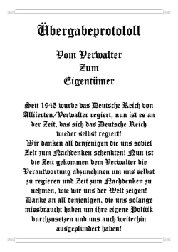 ein &Uuml;bergabeprotokoll, vom Verwalter an den Eigent&uuml;mer