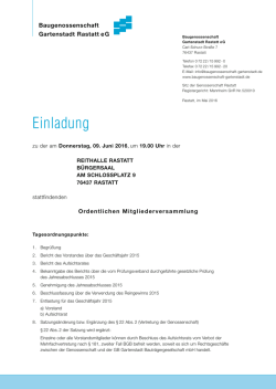 Einladung - Baugenossenschaft Gartenstadt Rastatt eG