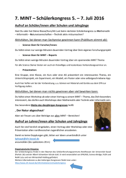 Schülerforschungszentrum im März 2016