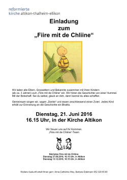 Einladung zum „Fiire mit de Chliine“