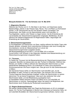 1 Mosquito-Bulletin Nr. 1 für die Schweiz vom 18. Mai 2016 1