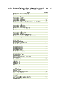 Auktion der Stadt Paderborn über 700 verschiedene Wein