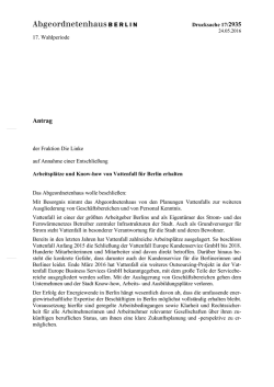 Dringlicher Antrag - Abgeordnetenhaus von Berlin