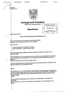 Beschluss Notvorstand - Verein für Gesundheitssport Brandenburg