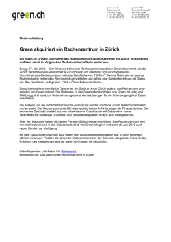 Green akquiriert ein Rechenzentrum in Z&uuml;rich